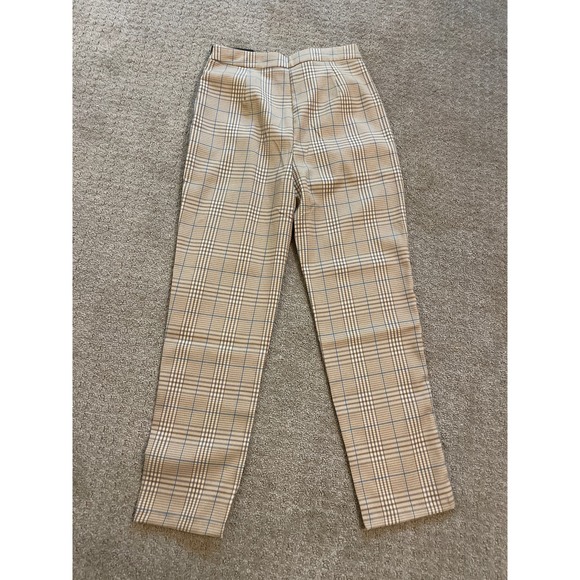 NWT- Lulus Brown & Cream Plaid High Waist Pleat Pants - Picture 6 of 8